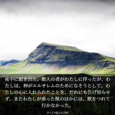 Picture 03 - ネヘミヤ記 2:12 JPN - 夜中に起き出た。数人の者がわたし - Bible Verse Picture