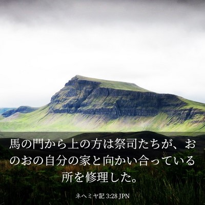 Picture 03 - ネヘミヤ記 3:28 JPN - 馬の門から上の方は祭司たちが、お - Bible Verse Picture