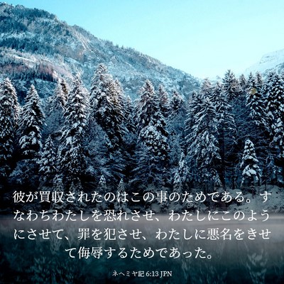 Picture 03 - ネヘミヤ記 6:13 JPN - 彼が買収されたのはこの事のためで - Bible Verse Picture