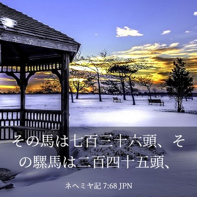 Picture 03 - ネヘミヤ記 7:68 JPN - その馬は七百三十六頭、その騾馬は - Bible Verse Picture