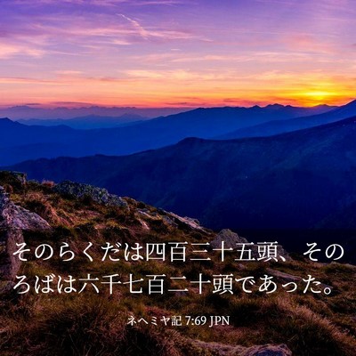 Picture 03 - ネヘミヤ記 7:69 JPN - そのらくだは四百三十五頭、そのろ - Bible Verse Picture