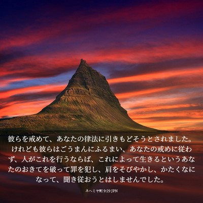 Picture 03 - ネヘミヤ記 9:29 JPN - 彼らを戒めて、あなたの律法に引き - Bible Verse Picture