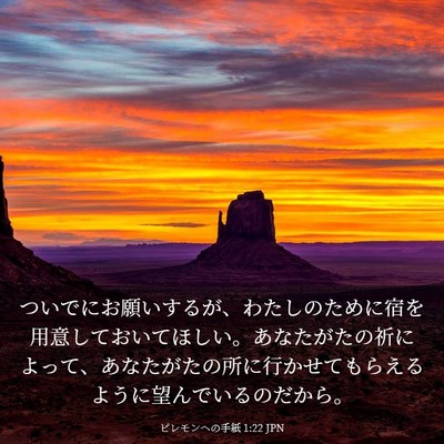 Picture 03 - ピレモンヘの手紙 1:22 JPN - ついでにお願いするが、わたしのた - Bible Verse Picture