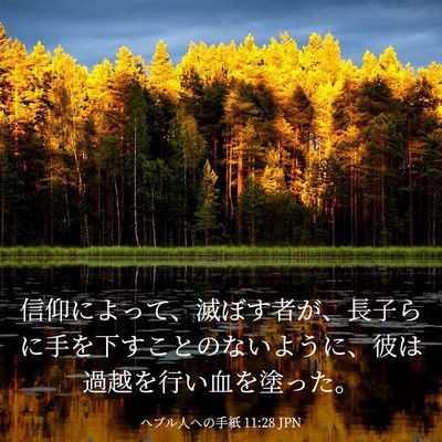 Picture 03 - ヘブル人への手紙 11:28 JPN - 信仰によって、滅ぼす者が、長子ら - Bible Verse Picture