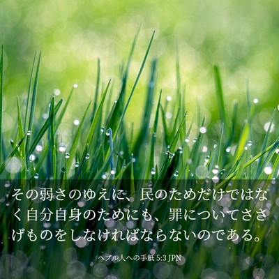 Picture 03 - ヘブル人への手紙 5:3 JPN - その弱さのゆえに、民のためだけで - Bible Verse Picture
