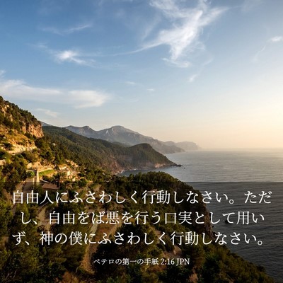 Picture 03 - ペテロの第一の手紙 2:16 JPN - 自由人にふさわしく行動しなさい。 - Bible Verse Picture