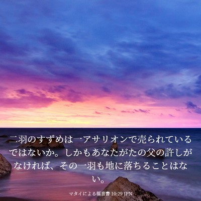 Picture 03 - マタイによる福音書 10:29 JPN - 二羽のすずめは一アサリオンで売ら - Bible Verse Picture