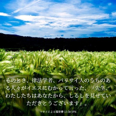 Picture 03 - マタイによる福音書 12:38 JPN - そのとき、律法学者、パリサイ人の - Bible Verse Picture