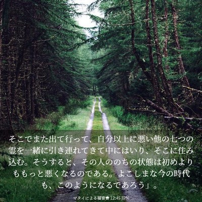 Picture 03 - マタイによる福音書 12:45 JPN - そこでまた出て行って、自分以上に - Bible Verse Picture
