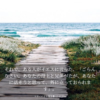 Picture 03 - マタイによる福音書 12:47 JPN - それで、ある人がイエスに言った、 - Bible Verse Picture
