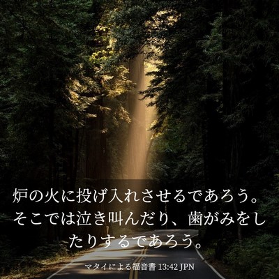Picture 03 - マタイによる福音書 13:42 JPN - 炉の火に投げ入れさせるであろう。 - Bible Verse Picture