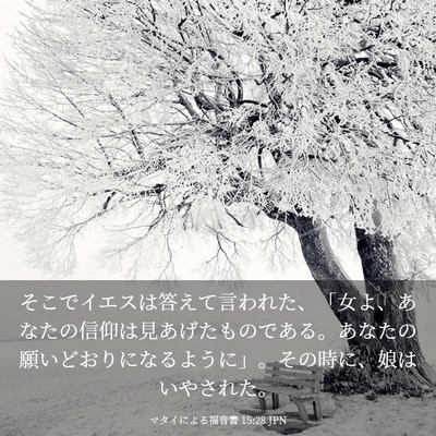Picture 03 - マタイによる福音書 15:28 JPN - そこでイエスは答えて言われた、「 - Bible Verse Picture