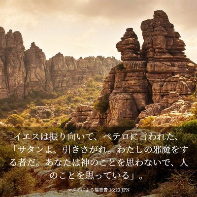 Picture 03 - マタイによる福音書 16:23 JPN - イエスは振り向いて、ペテロに言わ - Bible Verse Picture