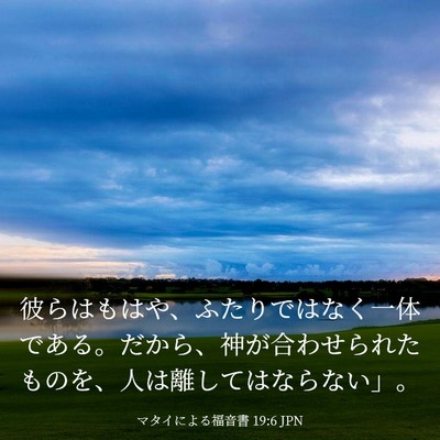 Picture 03 - マタイによる福音書 19:6 JPN - 彼らはもはや、ふたりではなく一体 - Bible Verse Picture