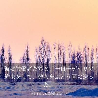 Picture 03 - マタイによる福音書 20:2 JPN - 彼は労働者たちと、一日一デナリの - Bible Verse Picture