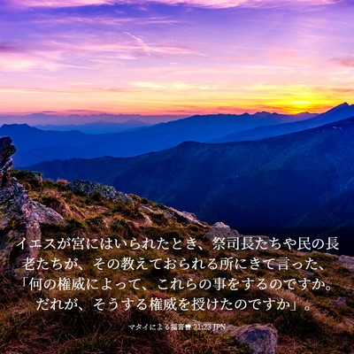 Picture 03 - マタイによる福音書 21:23 JPN - イエスが宮にはいられたとき、祭司 - Bible Verse Picture
