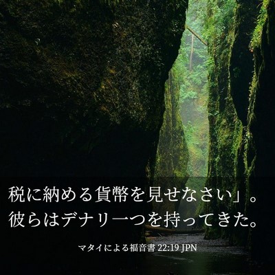 Picture 03 - マタイによる福音書 22:19 JPN - 税に納める貨幣を見せなさい」。彼 - Bible Verse Picture