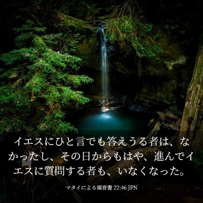Picture 03 - マタイによる福音書 22:46 JPN - イエスにひと言でも答えうる者は、 - Bible Verse Picture