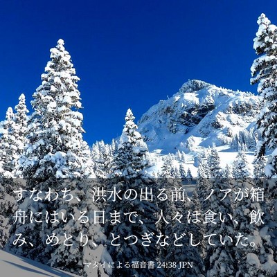 Picture 03 - マタイによる福音書 24:38 JPN - すなわち、洪水の出る前、ノアが箱 - Bible Verse Picture