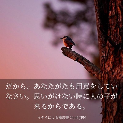Picture 03 - マタイによる福音書 24:44 JPN - だから、あなたがたも用意をしてい - Bible Verse Picture