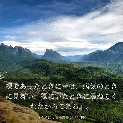 Picture 03 - マタイによる福音書 25:36 JPN - 裸であったときに着せ、病気のとき - Bible Verse Picture