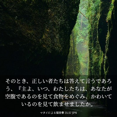 Picture 03 - マタイによる福音書 25:37 JPN - そのとき、正しい者たちは答えて言 - Bible Verse Picture