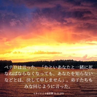 Picture 03 - マタイによる福音書 26:35 JPN - ペテロは言った、「たといあなたと - Bible Verse Picture