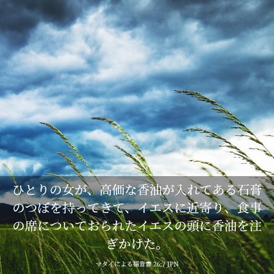 Picture 03 - マタイによる福音書 26:7 JPN - ひとりの女が、高価な香油が入れて - Bible Verse Picture