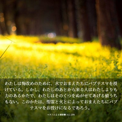Picture 03 - マタイによる福音書 3:11 JPN - わたしは悔改めのために、水でおま - Bible Verse Picture
