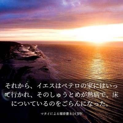 Picture 03 - マタイによる福音書 8:14 JPN - それから、イエスはペテロの家には - Bible Verse Picture