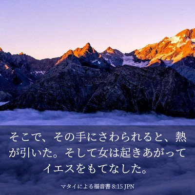 Picture 03 - マタイによる福音書 8:15 JPN - そこで、その手にさわられると、熱 - Bible Verse Picture