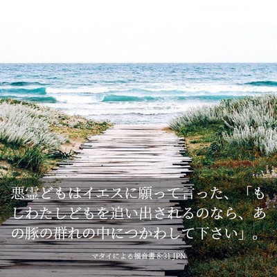 Picture 03 - マタイによる福音書 8:31 JPN - 悪霊どもはイエスに願って言った、 - Bible Verse Picture