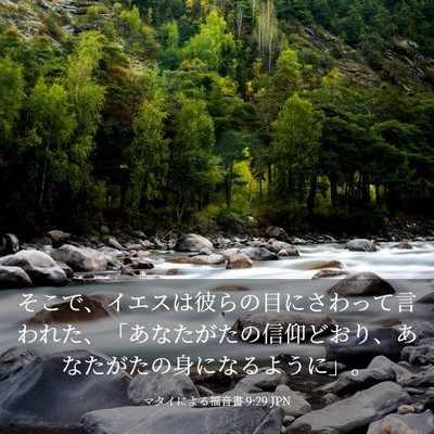 Picture 03 - マタイによる福音書 9:29 JPN - そこで、イエスは彼らの目にさわっ - Bible Verse Picture