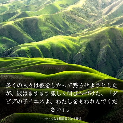 Picture 03 - マルコによる福音書 10:48 JPN - 多くの人々は彼をしかって黙らせよ - Bible Verse Picture