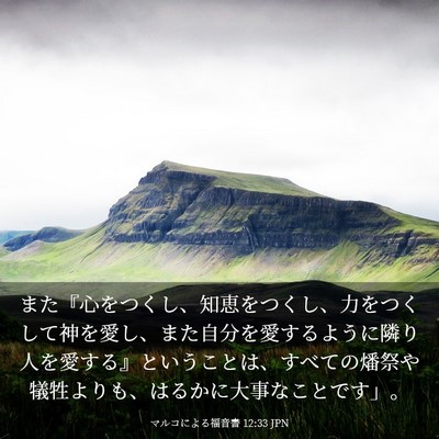 Picture 03 - マルコによる福音書 12:33 JPN - また『心をつくし、知恵をつくし、 - Bible Verse Picture