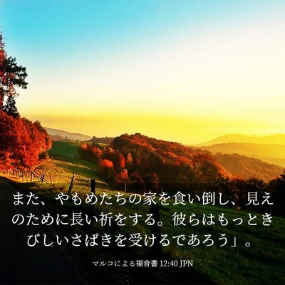 Picture 03 - マルコによる福音書 12:40 JPN - また、やもめたちの家を食い倒し、 - Bible Verse Picture