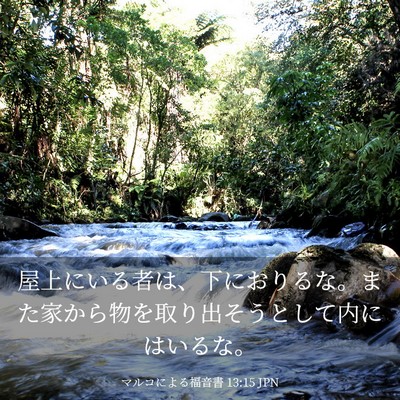 Picture 03 - マルコによる福音書 13:15 JPN - 屋上にいる者は、下におりるな。ま - Bible Verse Picture