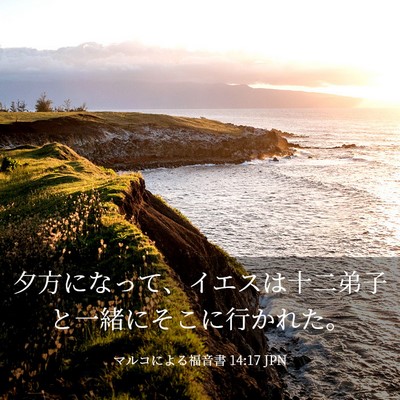 Picture 03 - マルコによる福音書 14:17 JPN - 夕方になって、イエスは十二弟子と - Bible Verse Picture