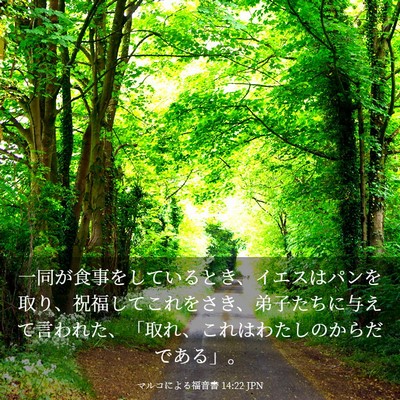 Picture 03 - マルコによる福音書 14:22 JPN - 一同が食事をしているとき、イエス - Bible Verse Picture