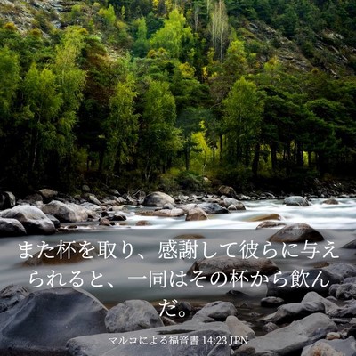 Picture 03 - マルコによる福音書 14:23 JPN - また杯を取り、感謝して彼らに与え - Bible Verse Picture