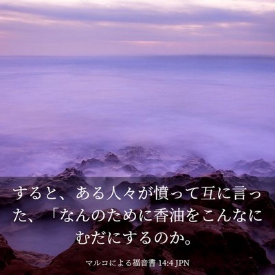 Picture 03 - マルコによる福音書 14:4 JPN - すると、ある人々が憤って互に言っ - Bible Verse Picture