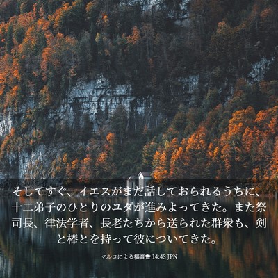 Picture 03 - マルコによる福音書 14:43 JPN - そしてすぐ、イエスがまだ話してお - Bible Verse Picture