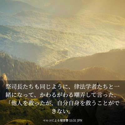 Picture 03 - マルコによる福音書 15:31 JPN - 祭司長たちも同じように、律法学者 - Bible Verse Picture
