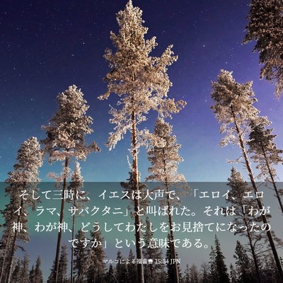 Picture 03 - マルコによる福音書 15:34 JPN - そして三時に、イエスは大声で、「 - Bible Verse Picture