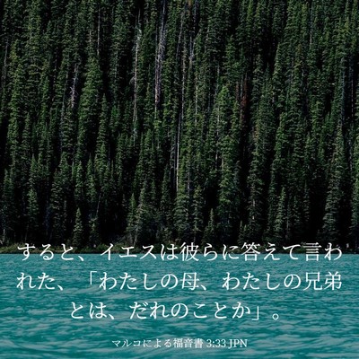 Picture 03 - マルコによる福音書 3:33 JPN - すると、イエスは彼らに答えて言わ - Bible Verse Picture