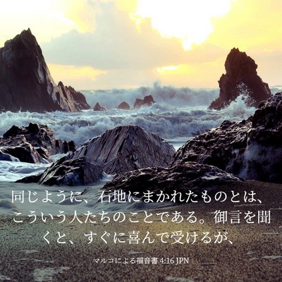 Picture 03 - マルコによる福音書 4:16 JPN - 同じように、石地にまかれたものと - Bible Verse Picture