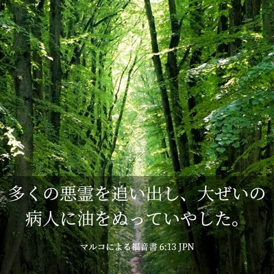Picture 03 - マルコによる福音書 6:13 JPN - 多くの悪霊を追い出し、大ぜいの病 - Bible Verse Picture