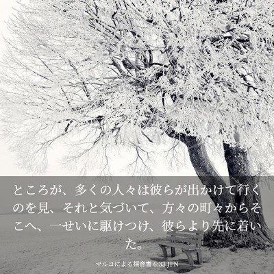 Picture 03 - マルコによる福音書 6:33 JPN - ところが、多くの人々は彼らが出か - Bible Verse Picture