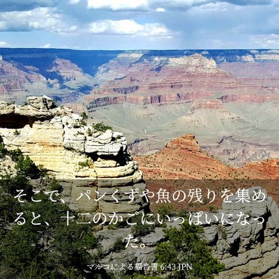 Picture 03 - マルコによる福音書 6:43 JPN - そこで、パンくずや魚の残りを集め - Bible Verse Picture