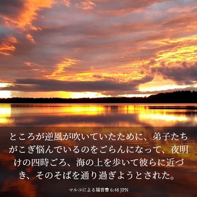 Picture 03 - マルコによる福音書 6:48 JPN - ところが逆風が吹いていたために、 - Bible Verse Picture
